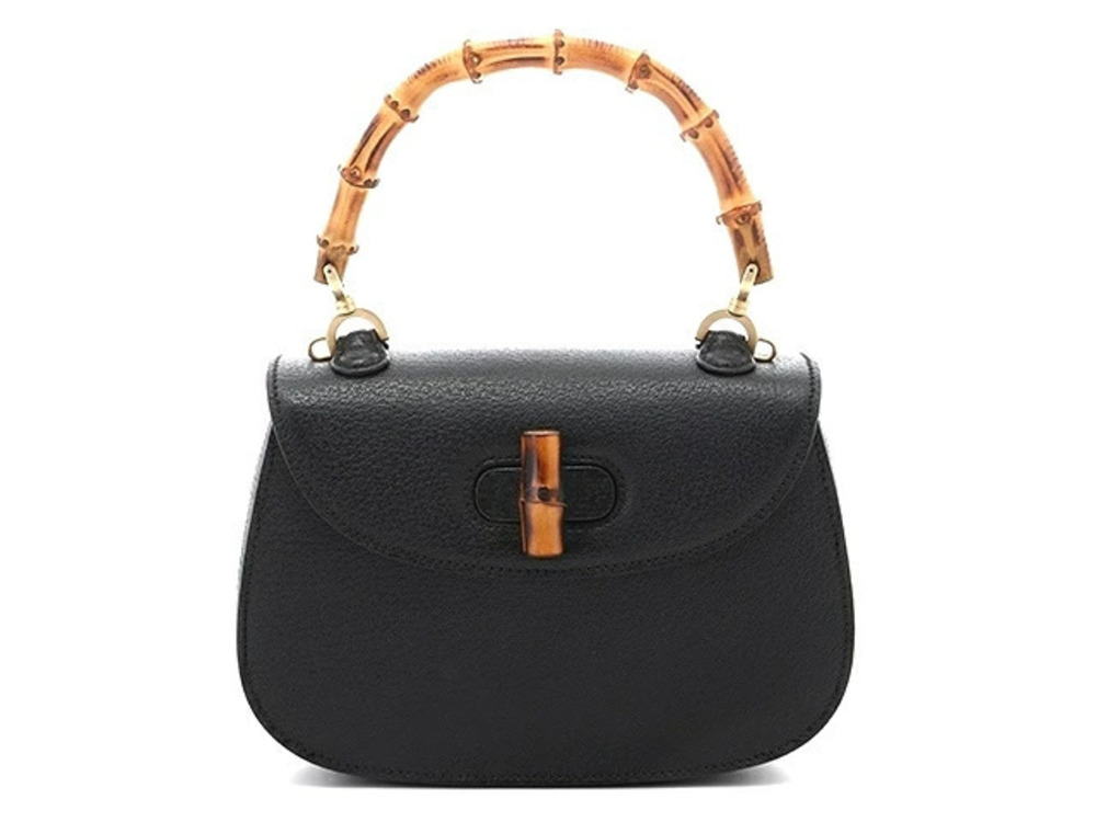 Gucci Shoulder Bag Bamboo Leather Black